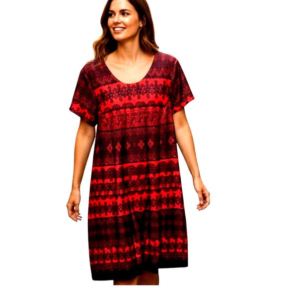 Shelby & Palmer 18W Red Women's Dress Short Sleeves Plus Size 2X 2XL XXL - Picture 1 of 7